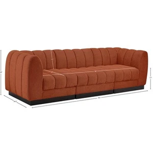 Meridian Furniture Quinn 101" 3-Piece Fabric Modular Sofa in Cognac Orange - Picture 1 of 15
