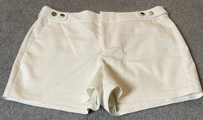 Pantalones Cortos Chinos ELLE Para Mujer 8 Botones Blancos Bolsillos Acento Disco Concierto Boho Chic Foto 1 de 4