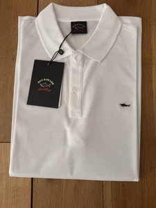 Paul Shark Organic Cotton Pique Polo With Shark Badge C0P1013 Color White - Picture 1 of 3