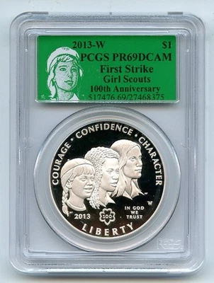 USA 2013 Girl Scouts of America Centennial Silver $ Proof Coin First Strike PCGS - Image 1 of 4