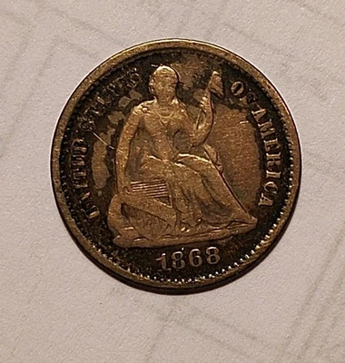 1868 S Seated Liberty Half Dime nice - Image 1 of 2