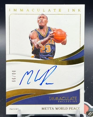 Metta World Peace 2023-24 Panini Immaculate Collection Ink Auto 80/99 #II-MWP - Image 1 of 2