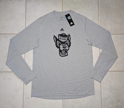 Adidas Mens Small NC State Wolfpack Long Sleeve Creator Tee Gray Stretch NEW - Image 1 of 4