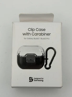 Samsung Clip Case with Carabiner for Galaxy Buds3 / Buds3 Pro - Clear/Black - Image 1 of 2