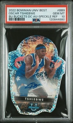 2022 BOWMAN UNIV BEST OSCAR TSHIEBWE /25 BU BUCKETS DC AUTO SPECKLE POP 2 PSA 10 - Image 1 of 4
