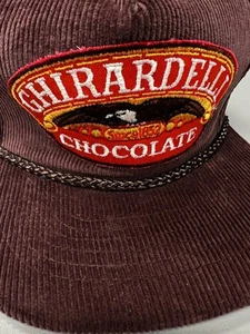 Velluto a coste marrone promozionale cioccolato Ghirardelli vintage anni 80 - Foto 1 di 8