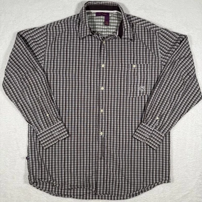 Camisa con botones Rocawear negra blanca a cuadros manga larga logotipo informal para hombre XL Foto 1 de 4