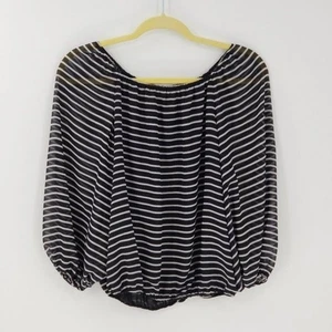 Vince Camuto Women's Striped Flowing Peasant Top Blouse Black White Size XS - Picture 1 of 4