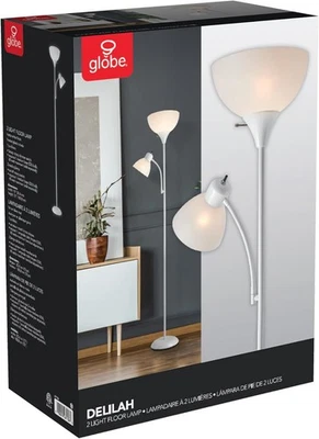 Electric 67136 72" Torchiere Floor Lamp w/ Adjustable Reading Light Matte White - Image 1 of 4