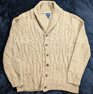 Old Navy Cardigan Cable Knit Sweater Heather Shawl Pockets Tan Oatmeal Men's XL - Picture 1 of 9