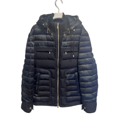 BALMAIN Down Jacket XL Leather Mix Biker Puffer Black Used Excellent Condition - Image 1 of 4