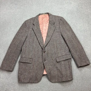 Harris Tweed Jacket Adult 44R Brown Country Hunting Outdoors Weave Blazer Mens - Picture 1 of 12