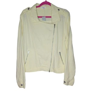 Maurices Pastel Yellow Linen ZipUp Motorcycle Jacket XL - Picture 1 of 6