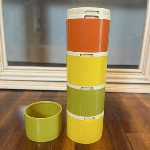 Tupperware Stacking Spice Shakers #1308 Vintage 70’s Colors 4oz Lot Of 5 READ - Picture 1 of 7