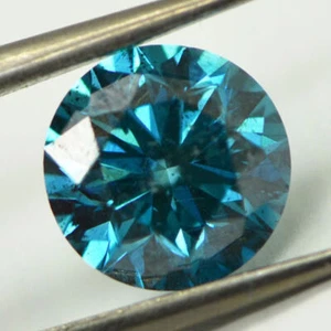 Loose Round Cut Diamond Fancy Blue Color Polished 1.75 ct SI1 Natural Enhanced - Picture 1 of 9