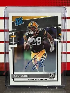 2020 Panini Donruss Optic AJ Dillon Rated Rookie On Card Auto #174 Packers #/150