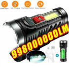Super Bright 998000000LM LED Torch Tactical Flashlight USB Rechargeable Battery
