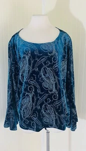 R&K Blouse Evening Blouse with a sparkling Paisley print long Sleeves. - Picture 1 of 5