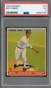 1933 Goudey Urban “Red” Faber #79 PSA 3 - Picture 1 of 2
