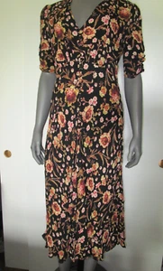 Ghost London Maxikleid schwarz Blumen ausgestellt seitlicher Reißverschluss Gr. Medium - Bild 1 von 5