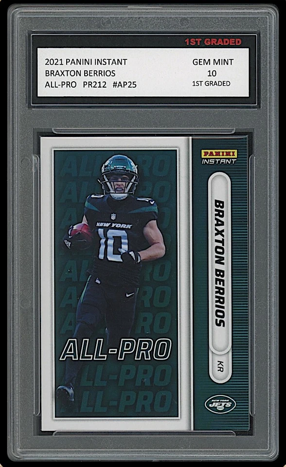 BRAXTON BERRIOS 2021 PANINI INSTANT ALL-PRO 1ST GRADED 10 CARD #AP25 JETS - Image 1 of 1
