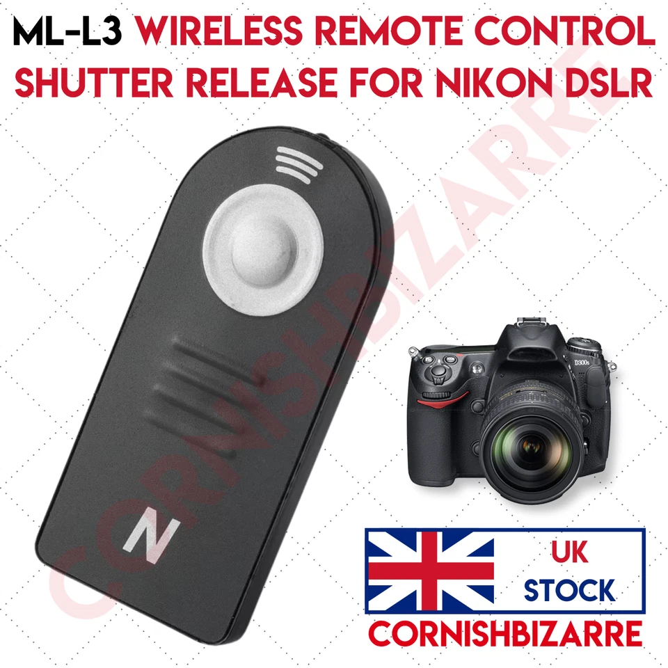 ML-L3 WIRELESS REMOTE CONTROL FOR NIKON D3400 D3300 D3200 D5300 D5200 D5100 - UK - Image 1 of 4