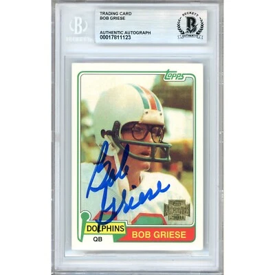 Bob Griese Signed 2001 Topps Archives #482 BAS Slabbed Dolphins NFL HOF Auto - Image 1 of 4