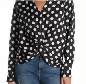 Heartlooom Top Women's Polka Dot Black White Long Sleeve Size Small - Picture 1 of 11