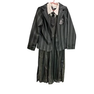 Großer (12-14) Wednesday Addams Uniform Kostüm Mädchen Kleid Blazer - Bild 1 von 10