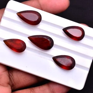 5 Pcs Natural Hessonite Garnet 18mm-21mm Pear Faceted Cut Loose Gemstones Lot - Picture 1 of 4
