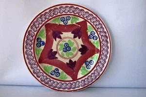 Antique Blue & Purple Drape Spongeware Spatterware Pottery Plate Dish Stick "F6 - Picture 1 of 4