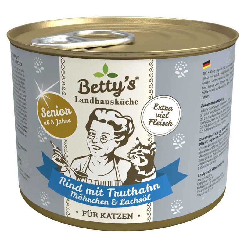 Bettys Landhausküche Dose für Senior - Rind & Truthahn 12 x 200g - Bild 1 von 1