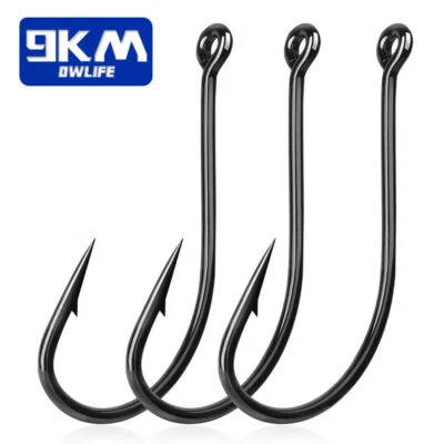 Ganchos de pesca de agua salada 9 km anzuelo de cebo vivo 50 ~ 200 piezas anzuelos de pesca bagre lubina Foto 1 de 4