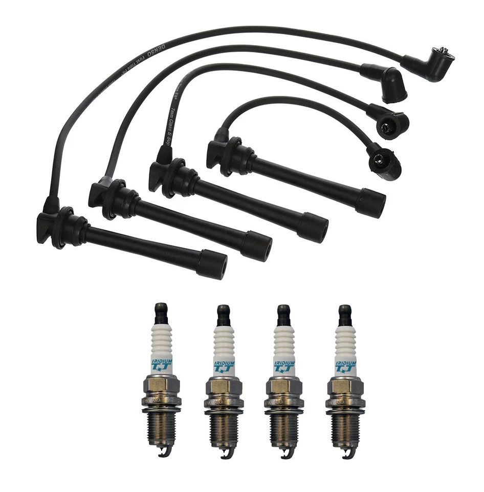Denso Wire Set 7mm & 4 Iridium TT Spark Plug 0.04 Kit For Kia Spectra 2.0L L4 Foto 1 de 1