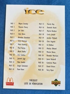 1998-99 Upper Deck Ice McDonald's Checklist - Picture 1 of 2