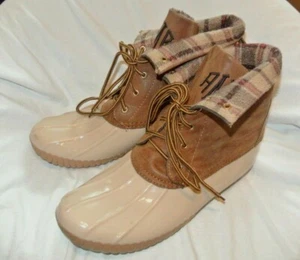 MARLEYLILLY FLANELL KARIERT & LEDER ENTENSTIEFEL CREME HELLBRAUN MONOGRAMM RRC GRÖSSE 10 - Bild 1 von 9