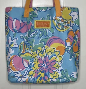 Lilly Pulitzer For Estee Lauder Floral Large Tote Bag Bright Colors Blue Pink - Picture 1 of 5