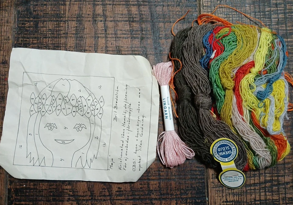 Weaving Mini Picture Girl Kit With Yarn And Pattern. Sweden, Vintage - Image 1 of 4