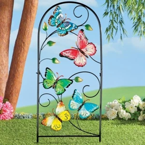 30" Tall Colorful Butterfly Climbing Plant Metal Trellis Garden Stake - Picture 1 of 1