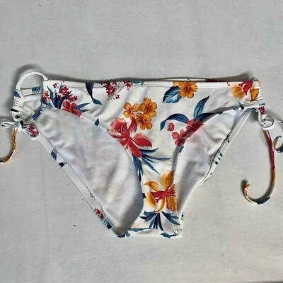 a.n.a. Pantalones de bikini para mujer en L florales sobre blancos con cuerdas laterales Foto 1 de 4