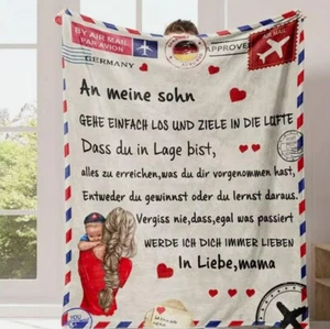 Kuscheldecke Personalisierte Decke "An unsere Sohn v Mama u Papa 2 .Wahl - Bild 1 von 2