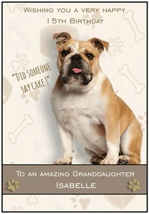Tarjeta de cumpleaños personalizada Someone Say Cake Bulldog inglés - ¡Encantadora! - Imagen 1 de 2