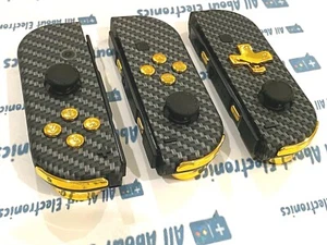 Nintendo Switch Custom Joy-Con Soft Touch Carbon Fiber Gold Joy Con Controller - Picture 1 of 23