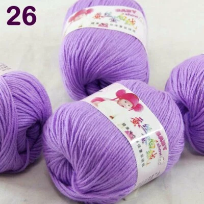 Sale 4 Skeinsx50g Cashmere Silk Wool Children Hand Knit Blankets Crochet Yarn 26 - Image 1 of 4