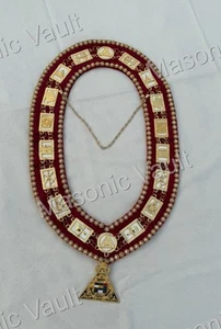 Masonic Royal Arch Past High Priest PHP Red Chain Collar + Free Jewel - Picture 1 of 5
