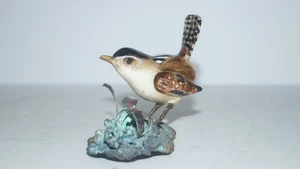 Hermosa estatuilla vintage de pájaro de porcelana sobre base de metal - Imagen 1 de 7