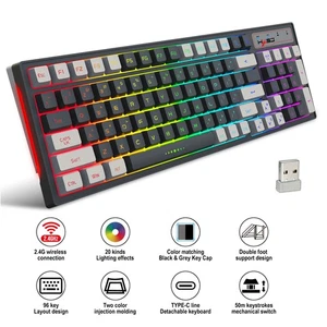 2025 Wireless Gaming Keyboard RGB Backlight 2.4G Bluetooth Rechargeable Keyboard - Picture 1 of 6