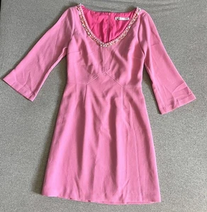 Trina Turk Kleid Damen Größe Medium rosa verzierter Ausschnitt Retro-Stil Barbie  - Bild 1 von 13