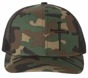 Sombrero Cruz Cristiana 3 Clavos Cruz y Desafío Moneda Ajustable Verde Camuflaje Sombrero - Imagen 1 de 36