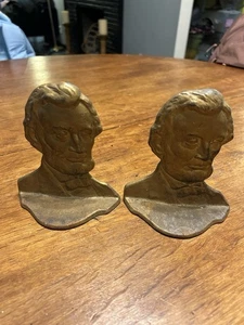Vintage Abraham Lincoln Presidential Metall Buchstützen - Bild 1 von 4